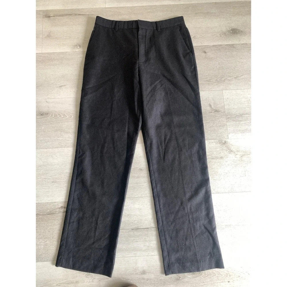 J.Crew Mens 100% Wool Dress Pants Charcoal Gray 61693‎ Size 34x34 Flat Front